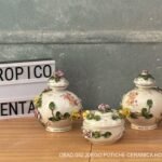 JUEGO POTICHE CERAMICA ROCOCO