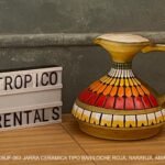 JARRA CERAMICA TIPO BARILOCHE ROJOA, NARANJA, AMARILLA