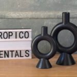 PAR CANDELABRO CERAMICA NEGRA
